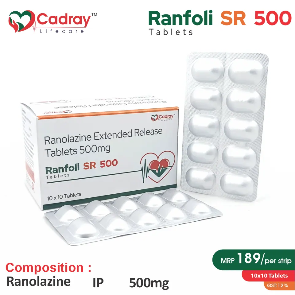 Ranolazine 500mg SR | Best price for PCD Pharma Franchise | Chronic angina treatment tablet